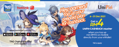 RM4 Cashback Voucher with Touch ‘n Go & Hotlink! (MY)